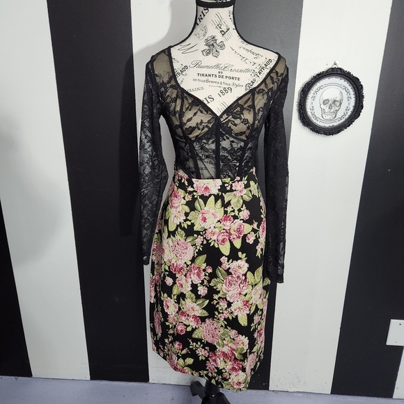 Maeve Dresses & Skirts - Maeve Black Floral Pencil Skirt